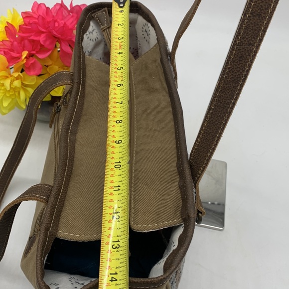 Myra Bag Brown Criss Cross Pattern Shoulder Bag Tote - Picture 13 of 15